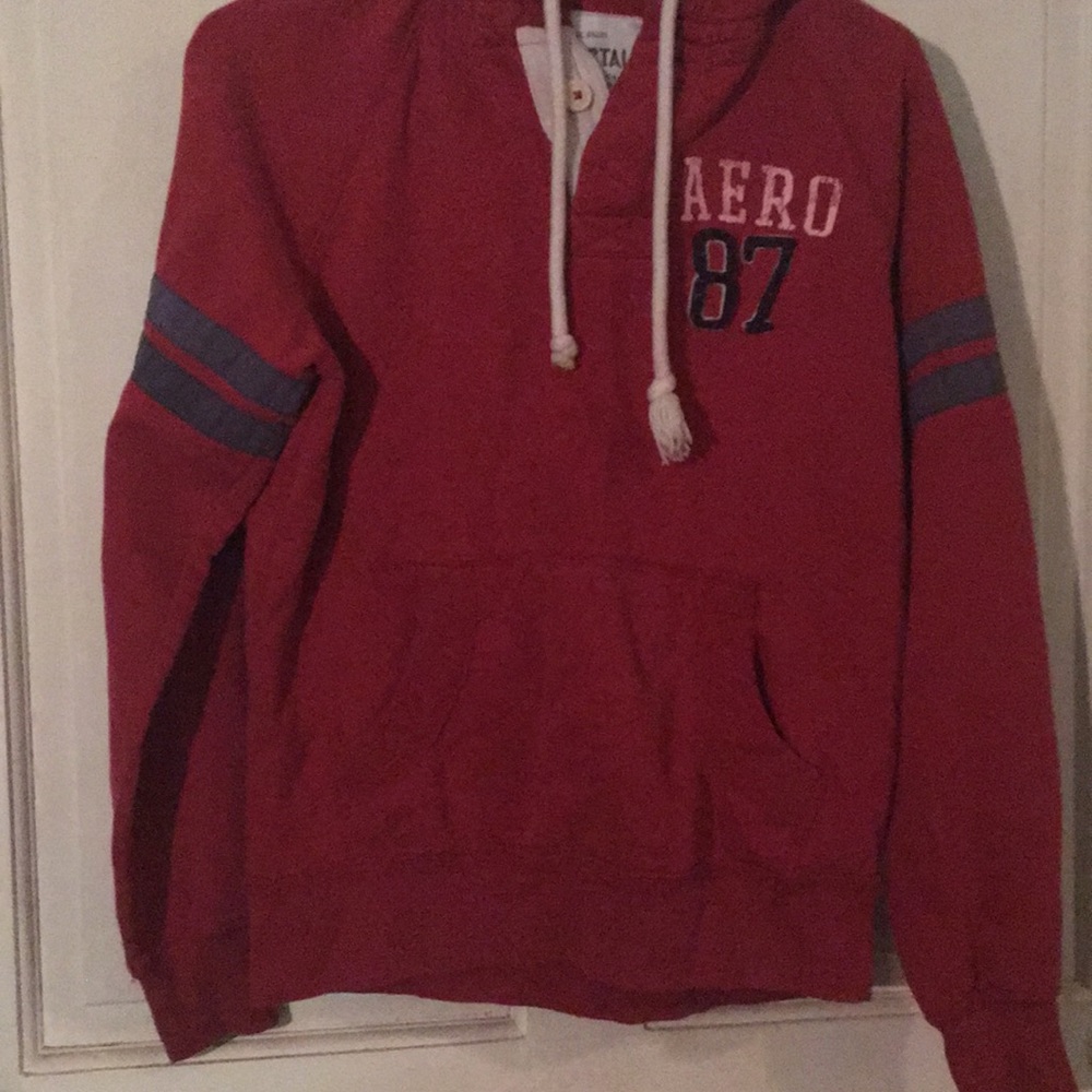 A Red Aeropostale hoodie